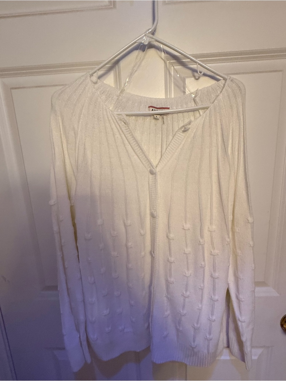 ANDREE BY UNIT Cream Button-Front Textured Knit Cardigan